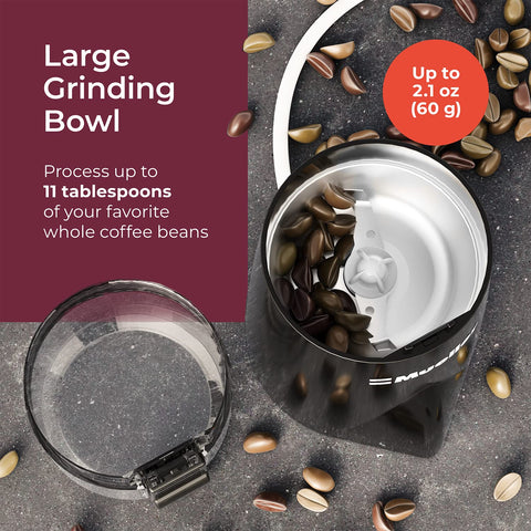Mueller Living HyperGrind stainless steel blades in motion for fast grinding