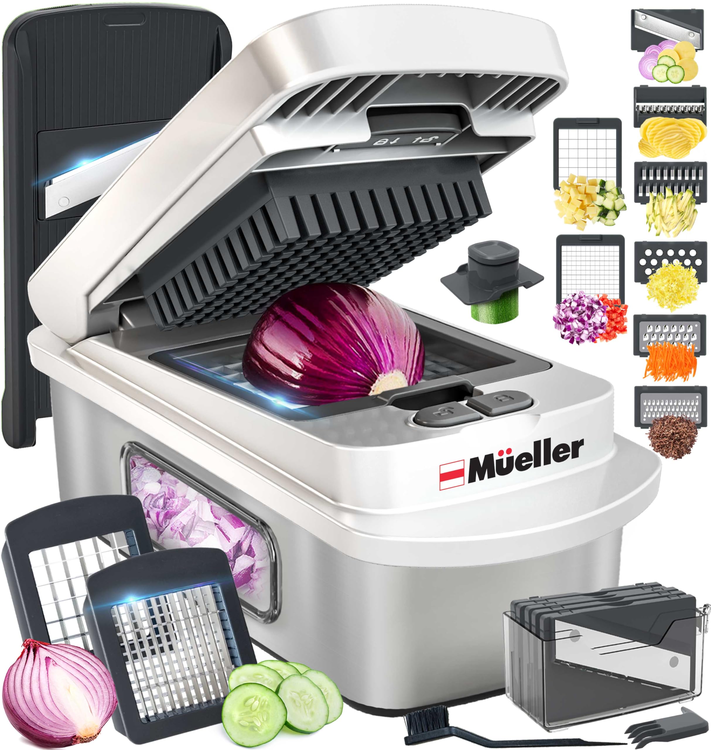 Mueller Pro-Series 10-in-1 chopper front view for quick meal prep
