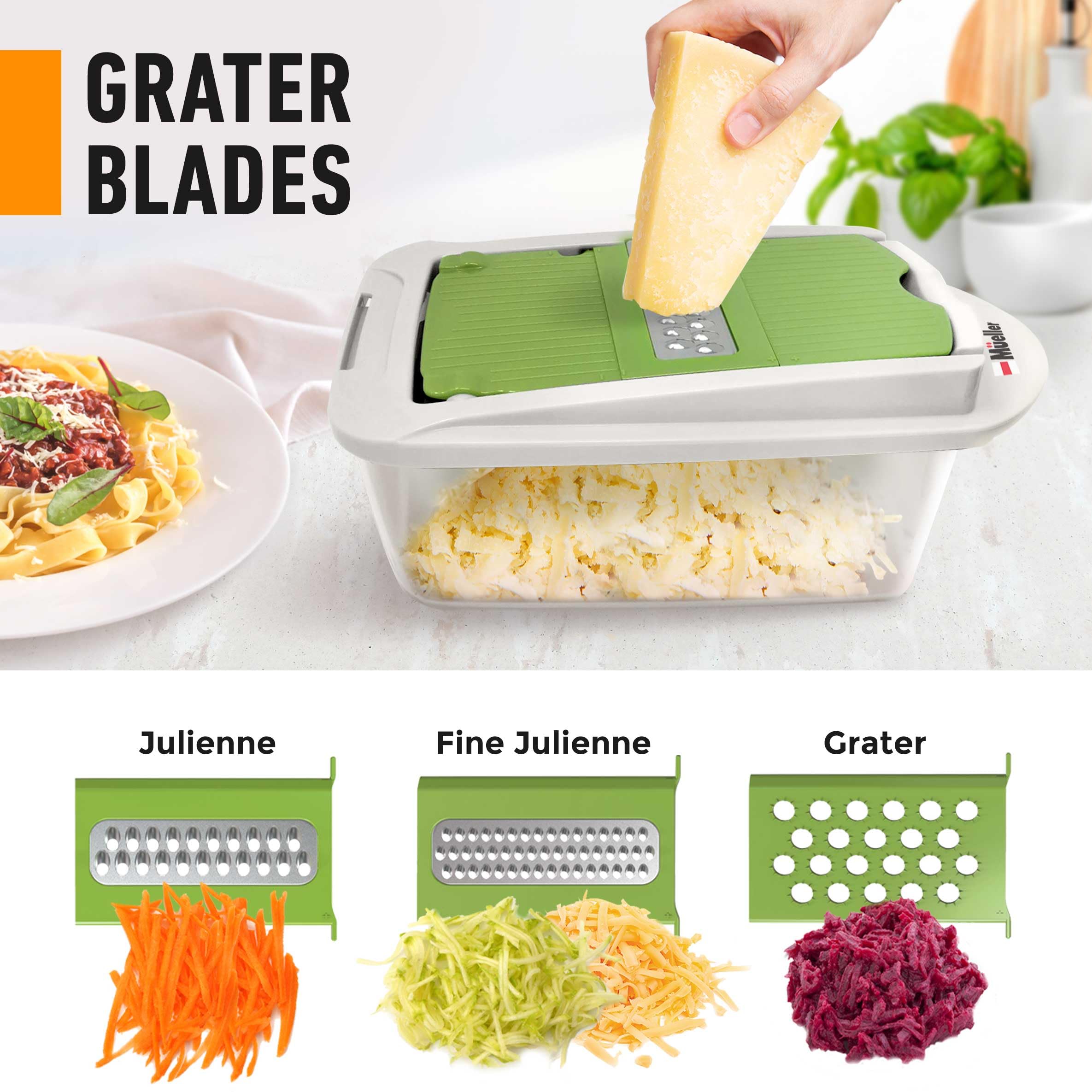 Mueller Pro-Series food holder stabilizes small vegetables during prep.