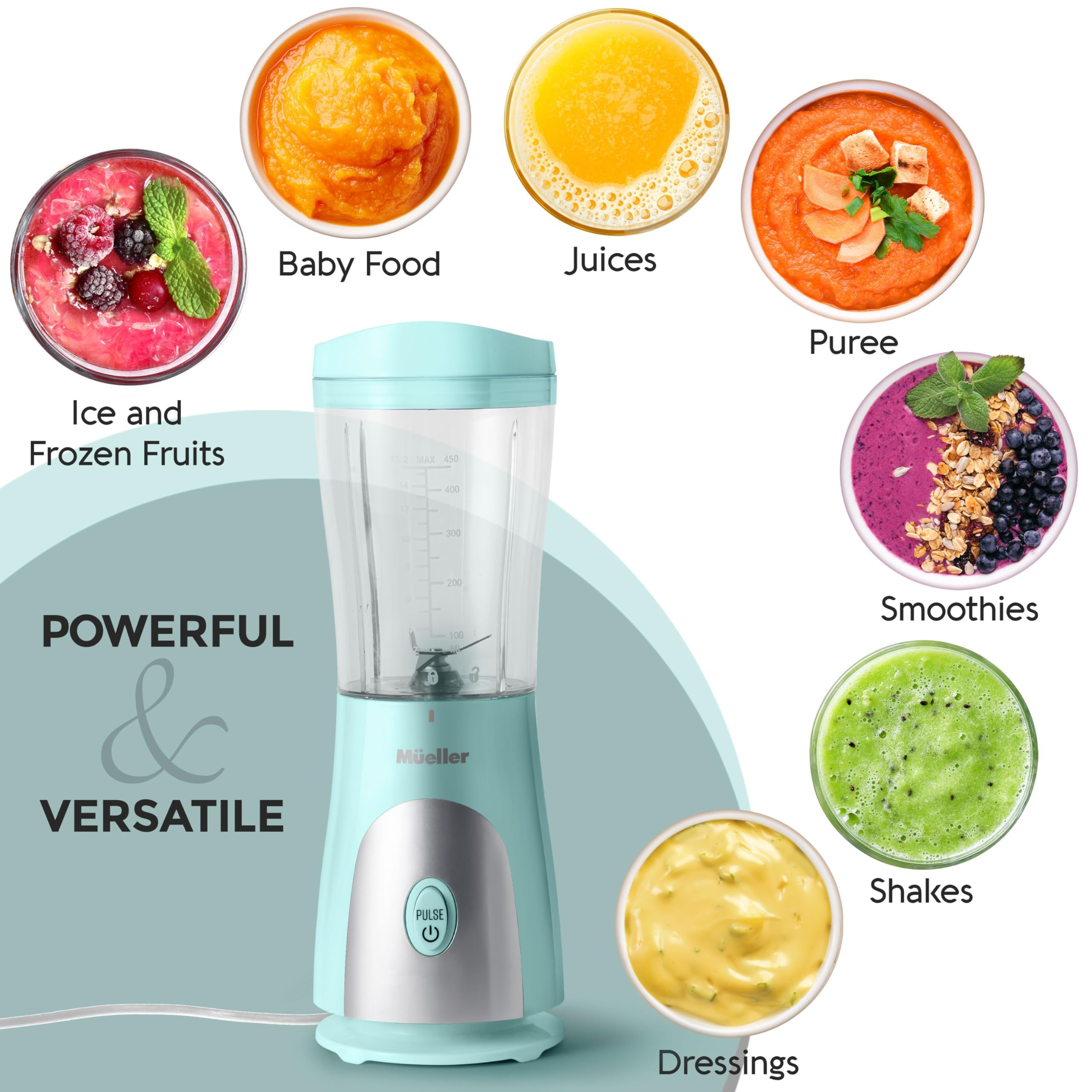 Mueller Smoothie Blender portable blending jar for on‑the‑go smoothies