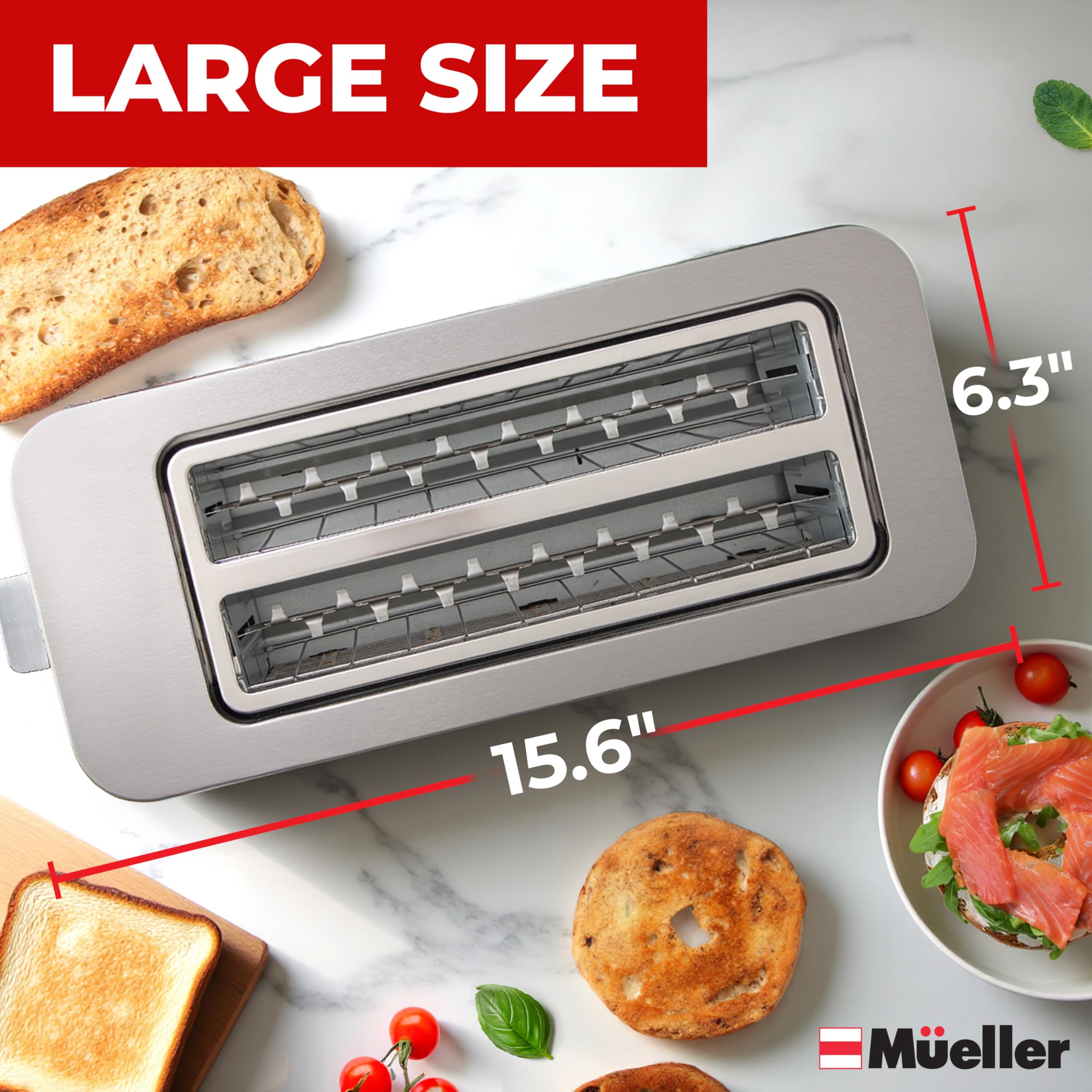 Mueller UltraCrisp toaster with cord storage to keep countertops neat.
