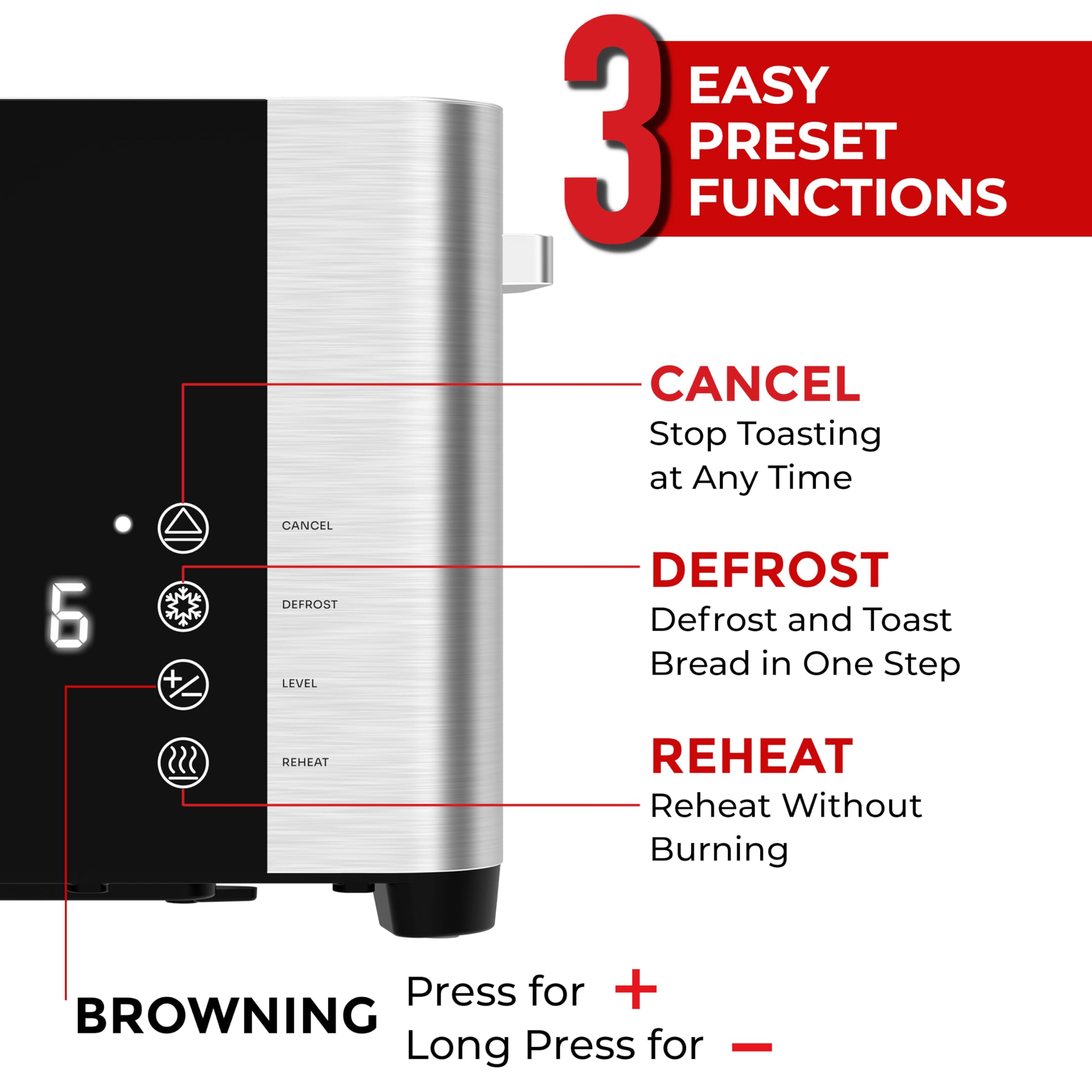 Mueller UltraCrisp toaster removable crumb tray simplifies cleaning.