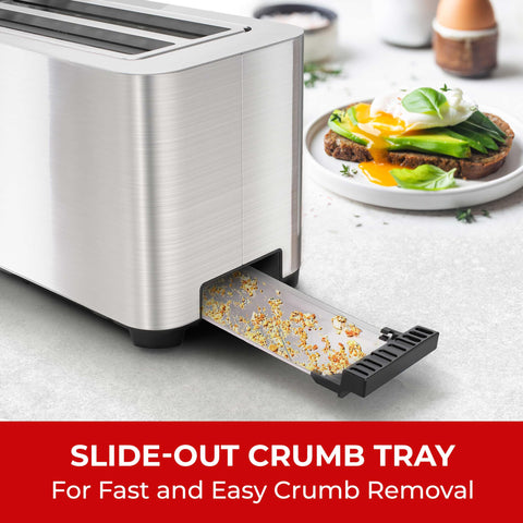 Mueller UltraCrisp toaster sturdy stainless steel exterior for lasting use.