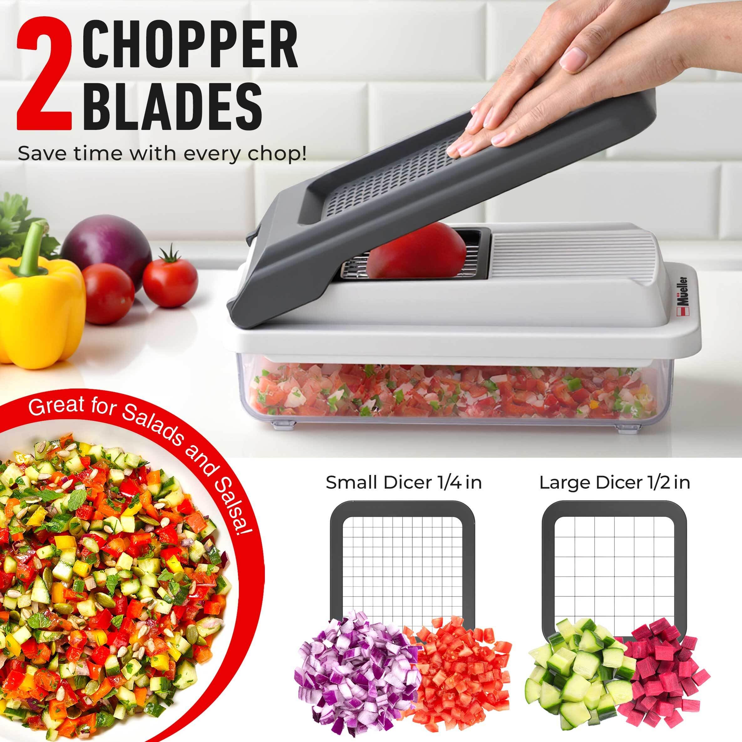 Mueller Chopper in compact footprint helps save counter space.