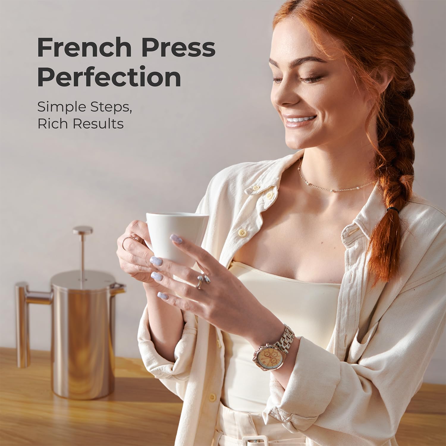 Coiled filter and metal screens in MuellerLiving French Press