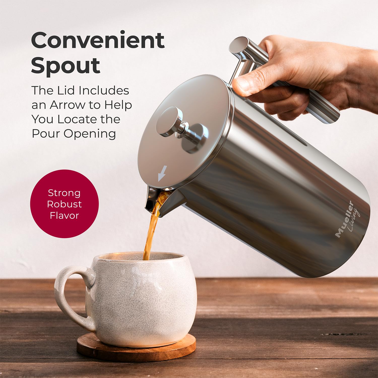 Dishwasher-safe MuellerLiving French Press components for easy cleanup