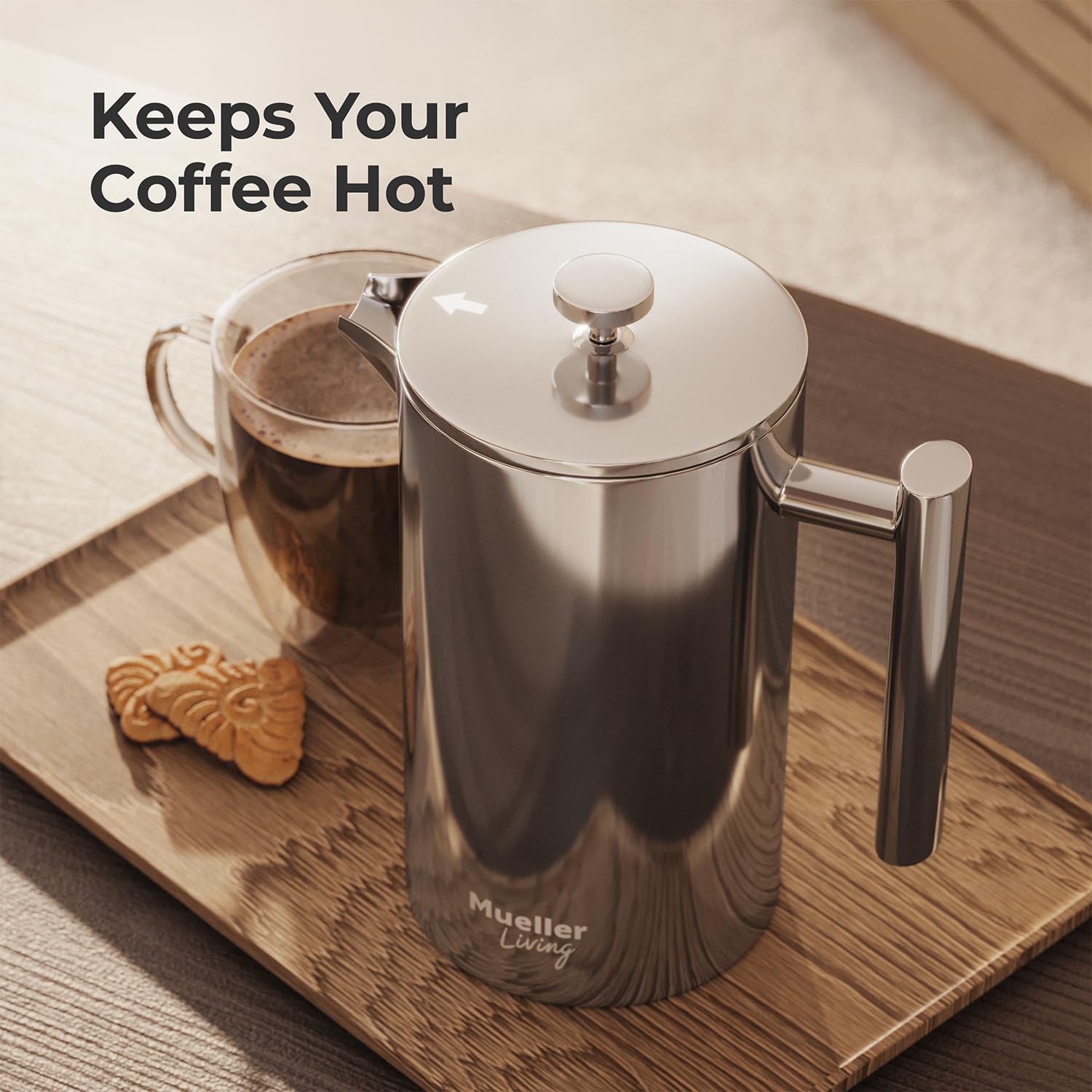 Immersion brewing with MuellerLiving French Press for full-bodied flavor