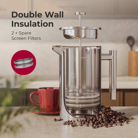 Rust-free MuellerLiving French Press designed for durable use