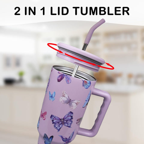 MugFresh Butterfly Tumbler car-holder-friendly shape fits most cup holders.