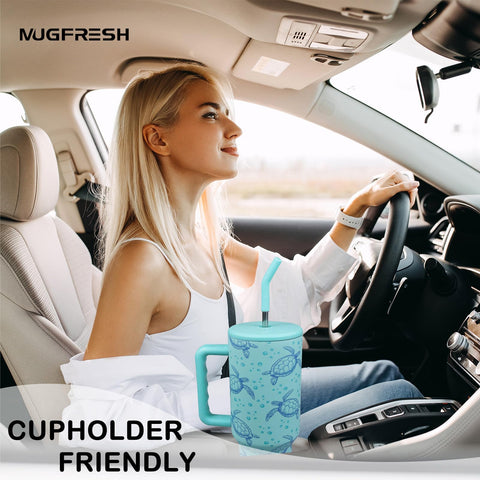 MugFresh Cupholder-friendly mug fits most car cup holders for quick transitions.