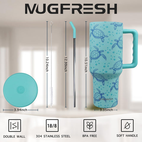 MugFresh Easy-clean design with stainless straw and brush included.