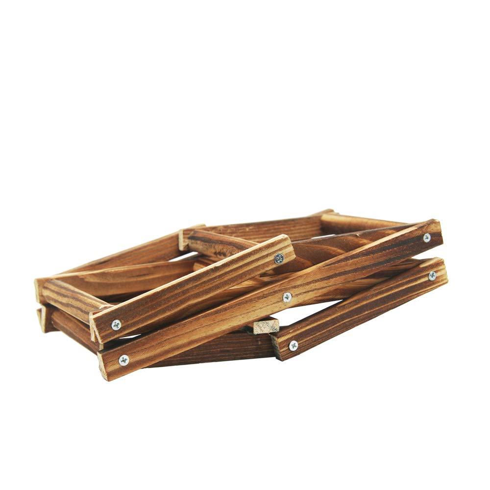 MUGLIO foldable wooden wine bottle holder, side view, space-saving design.