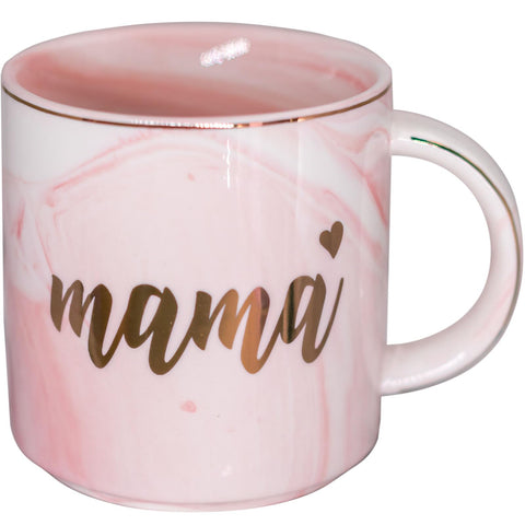 Mugpie Mama Mug with marble pattern, ideal for new moms' coffee or tea moments