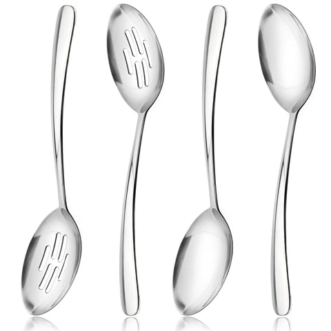 MUJINON 10.3-inch large serving spoons set, ideal for buffet presentation and portions.