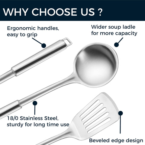 MUJINON 18/0 serving spoon with brushed finish for easy serving and balanced grip
