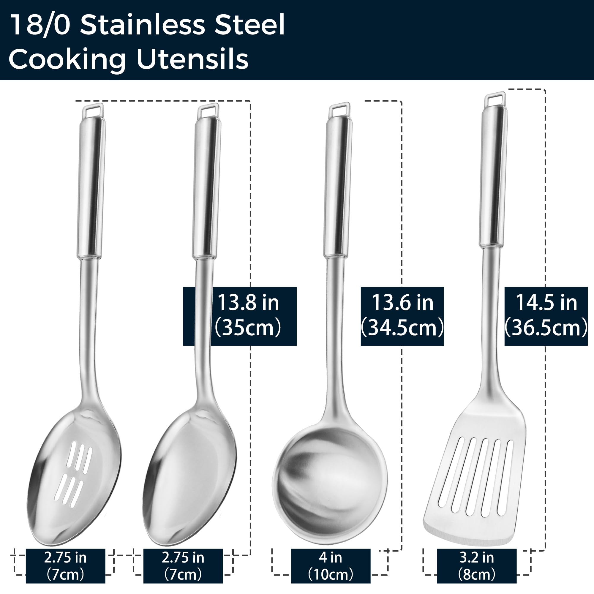 MUJINON 18/0 solid ladle with wide bowl for generous portions and effortless stirring
