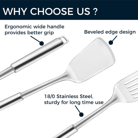 MUJINON beveled-edge stainless spatula for easy under-food lifting and control.