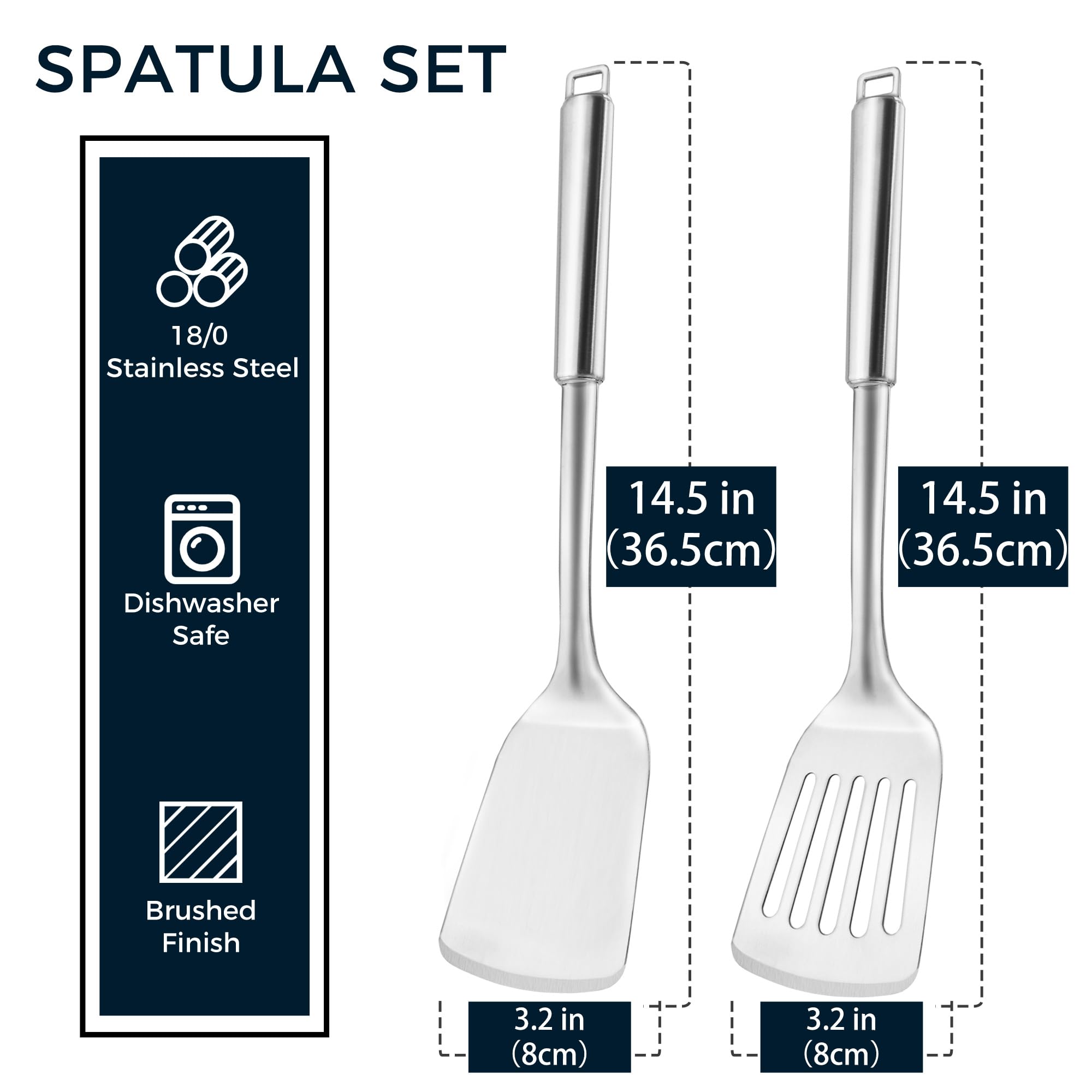 MUJINON dishwasher-safe stainless spatula for convenient cleaning after cooking.