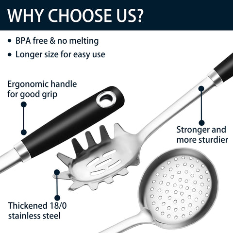 MUJINON long-handle serving spoon for steady serving and heat-safe handling