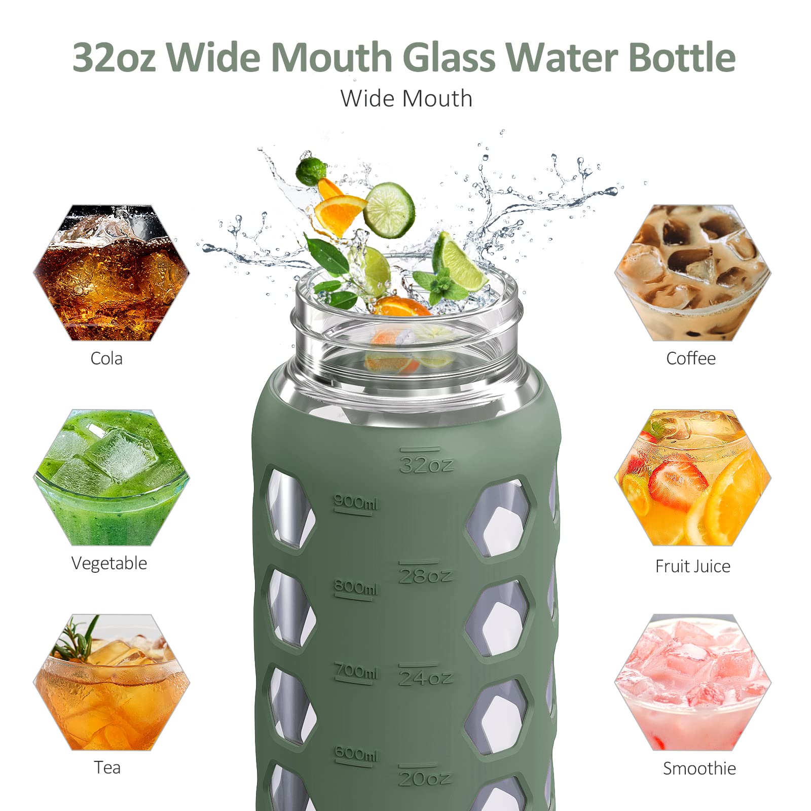MUKOKO 32oz bottle with wide mouth for easy filling and cleaning.
