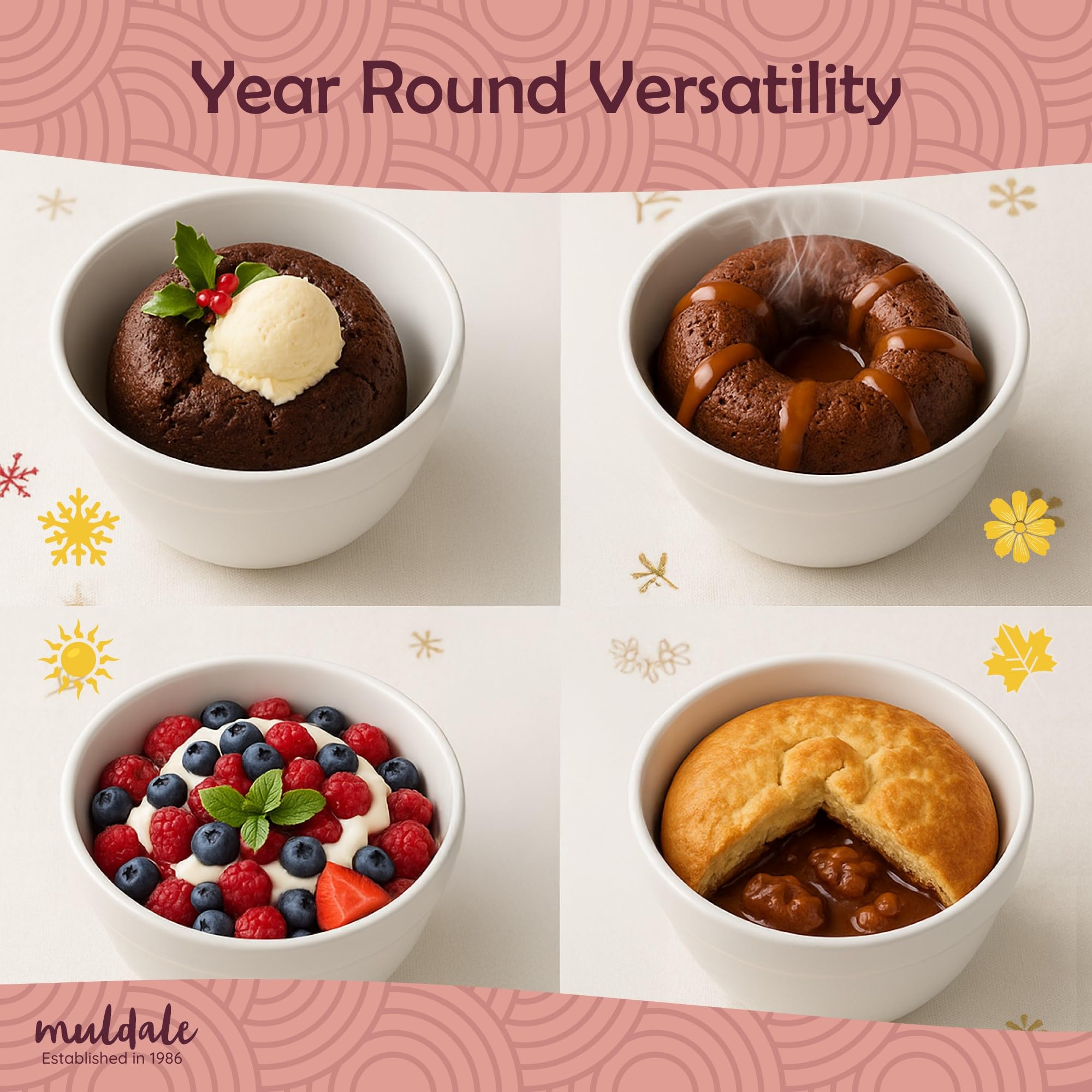 Muldale 6.5-inch mold ideal for treacle, figgy puddings, and upside-down cakes.