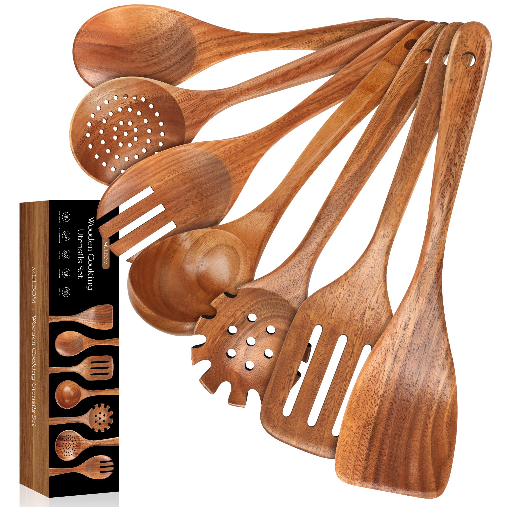 Mulbom teak soup spoon from the 7-piece set for smooth stirring and serving