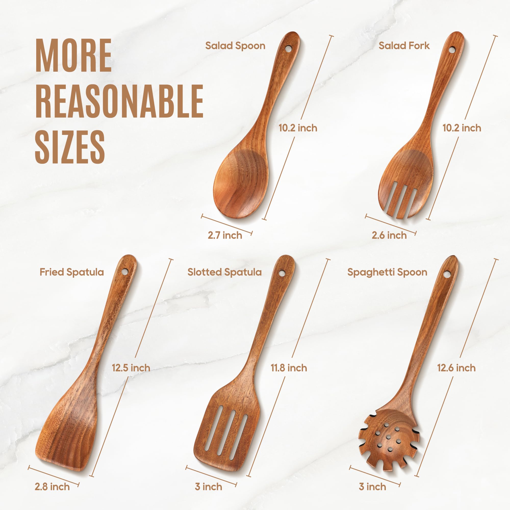 MULBOM teak spaghetti spoon ideal for stirring and serving pasta.