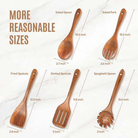 MULBOM teak spaghetti spoon ideal for stirring and serving pasta.
