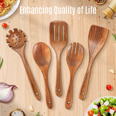 MULBOM packaged teak utensils box ready for gifting.