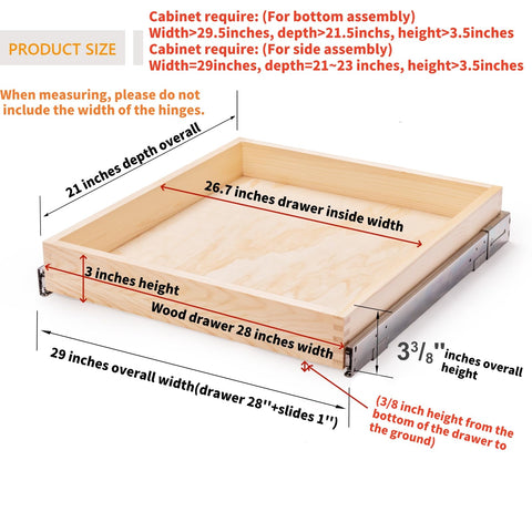 Full-extension slides on Mulush drawer support up to 60 lbs.