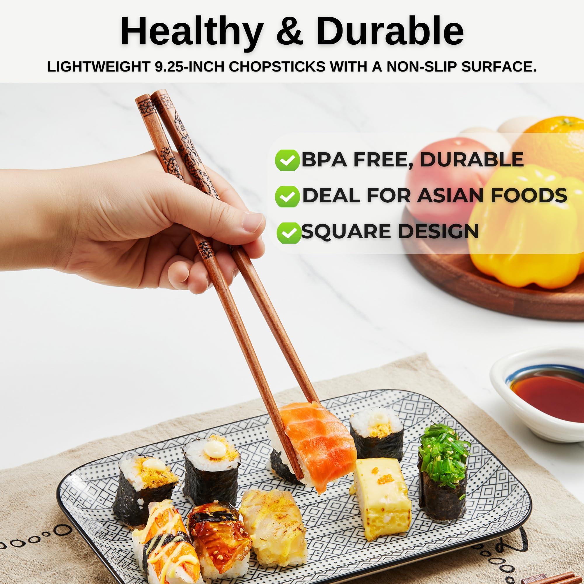 MUMSUNG 9.25-inch chopsticks, balanced and comfortable for learning