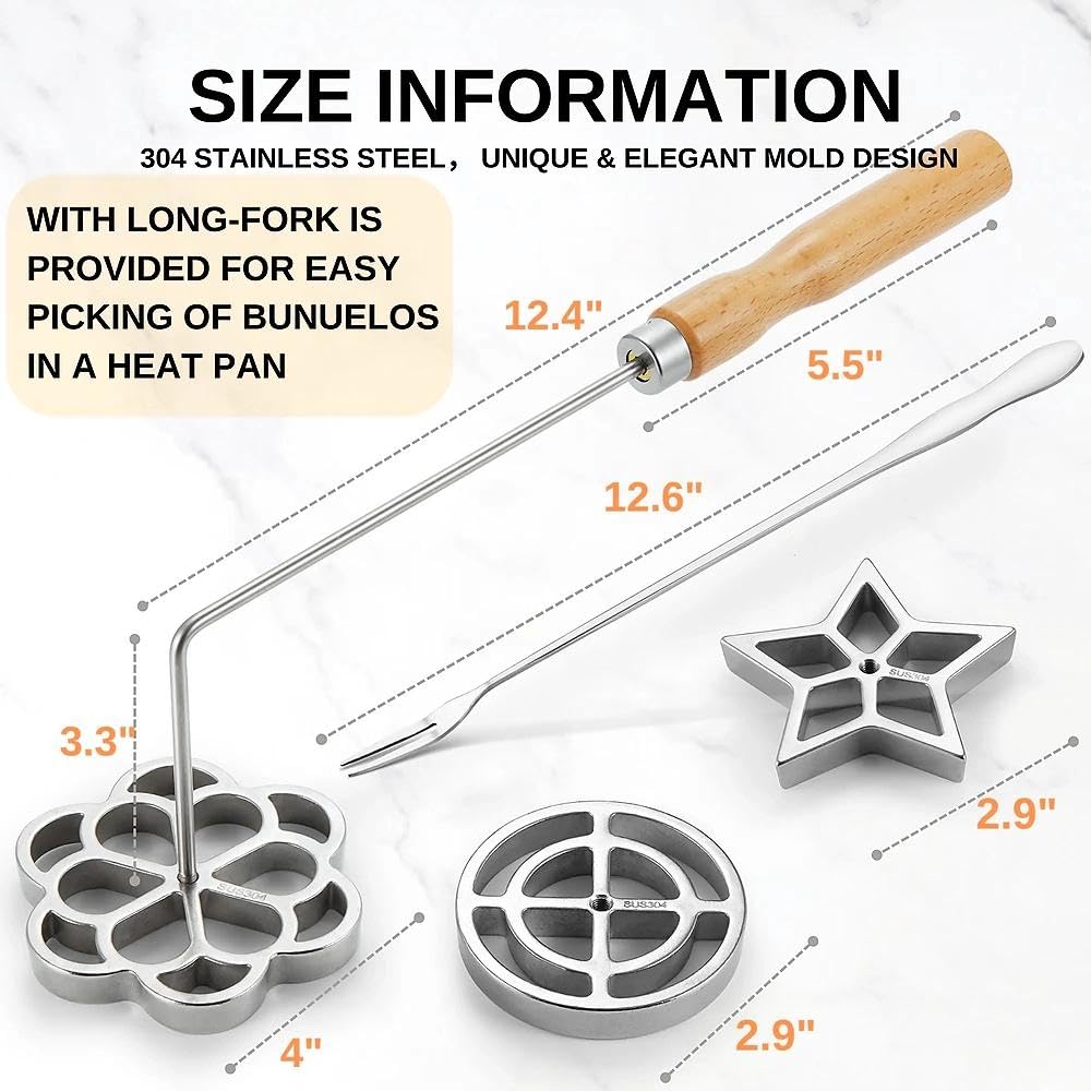 MUMSUNG bunuelos mold long handles provide safe handling