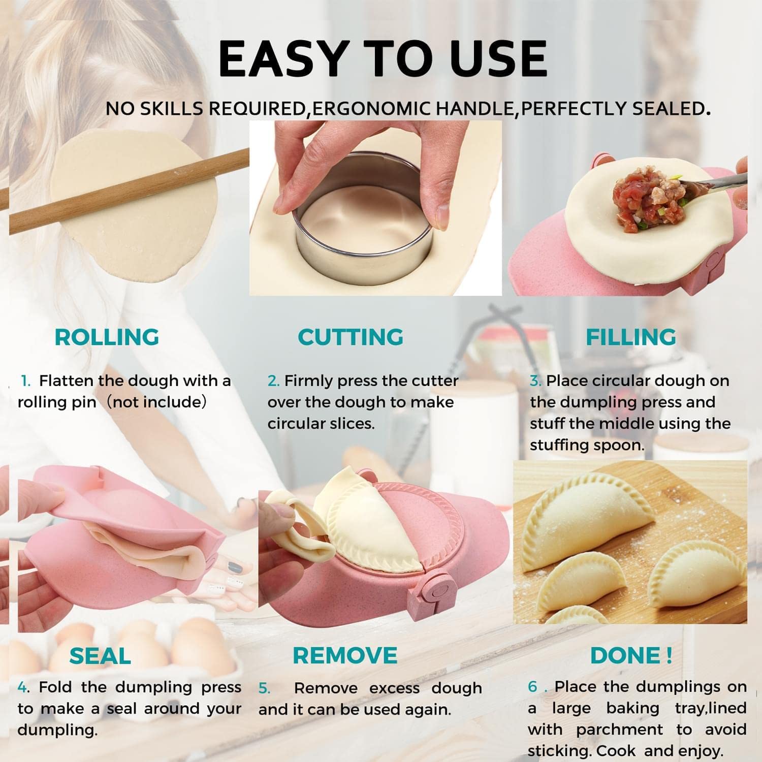 MUMSUNG dough cutter keeps dough edges clean and precise.
