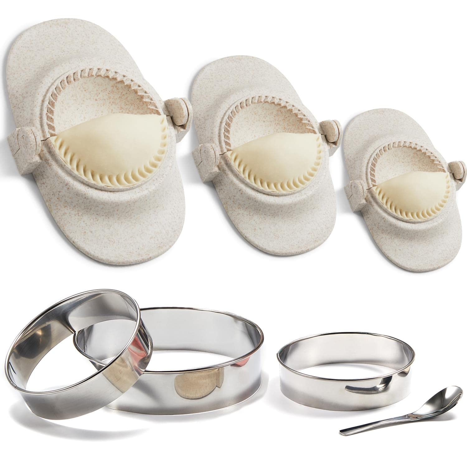 MUMSUNG 4-inch dumpling press shapes perfect edges for leak-free dumplings.