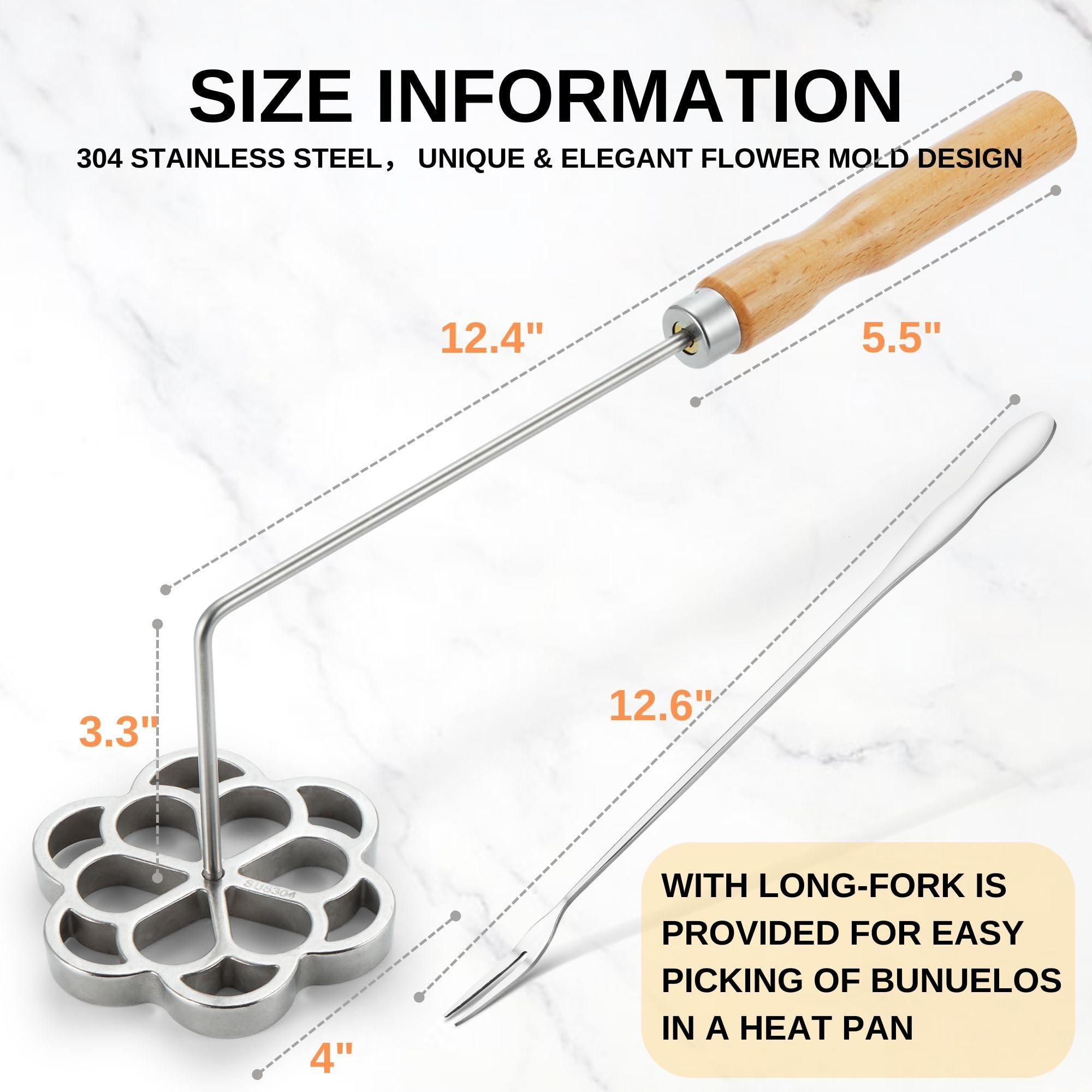 Long fork included for safe lifting from hot oil.