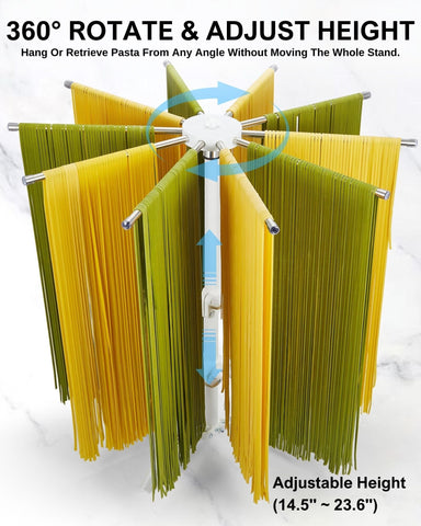 MUMSUNG rack height adjustable from 14.5 to 23.6 inches for different pasta batches.