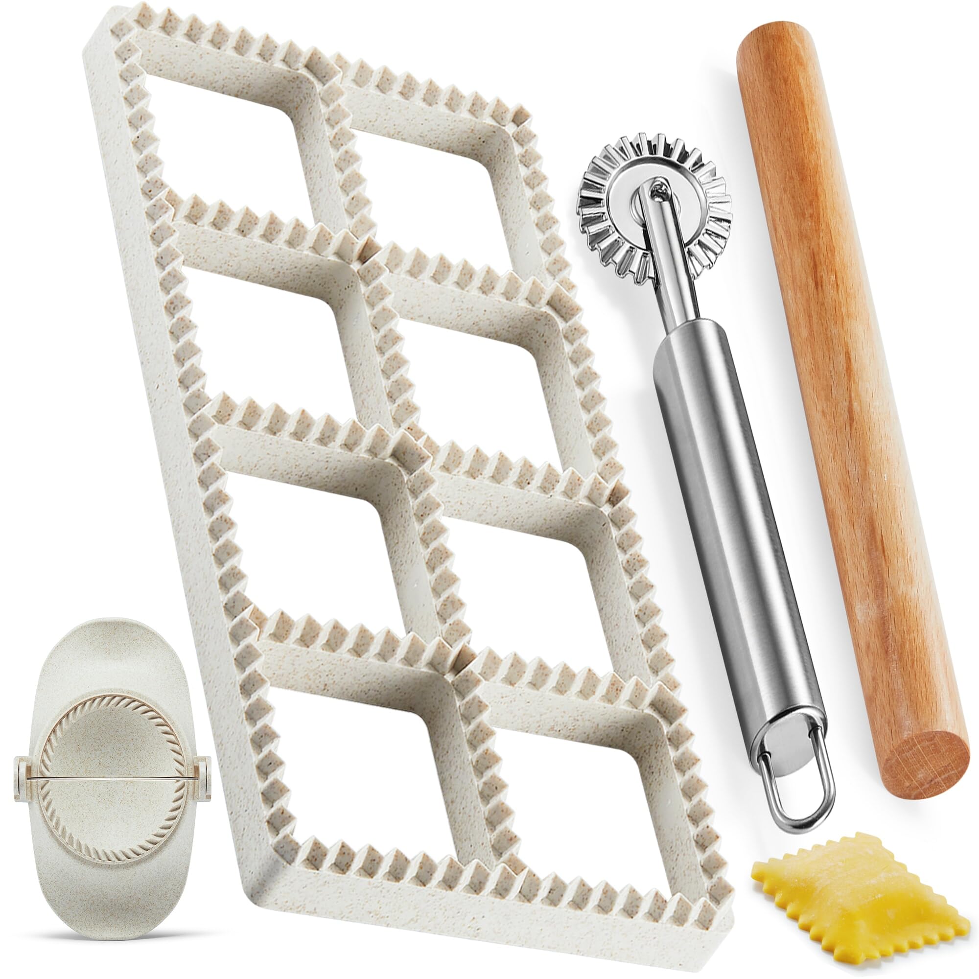 MUMSUNG ravioli press mold set with 1.85-inch square shapes for even stuffing