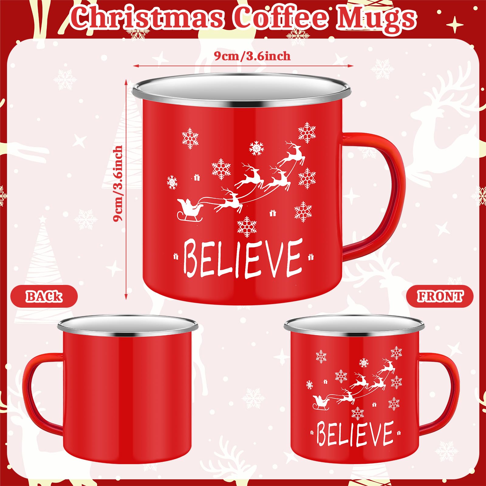 Mumufy enamel camping mug in white and red, lightweight for travel.