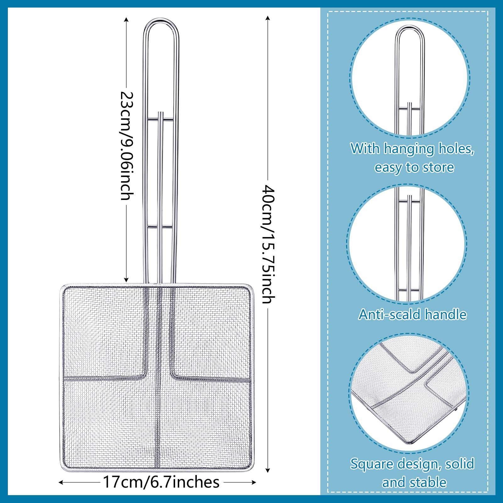 Mumufy long handle oil skimmer keeps hands away from hot oil