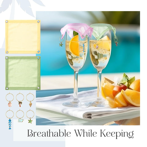 Mumufy colorful outdoor setup with covers and charms enhances table ambience.