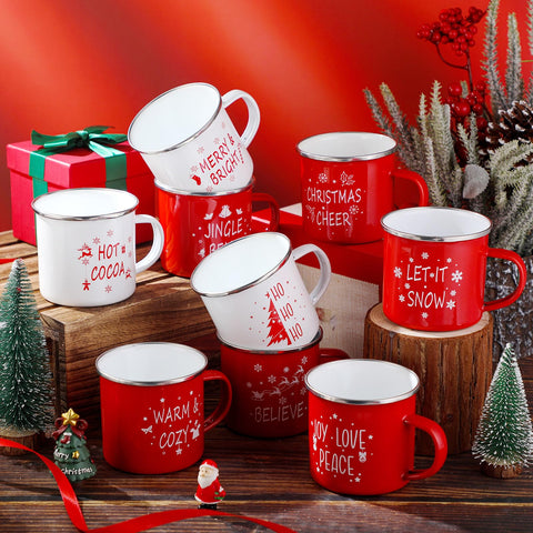 Mumufy 12 oz white and red Christmas mug with festive quotes.