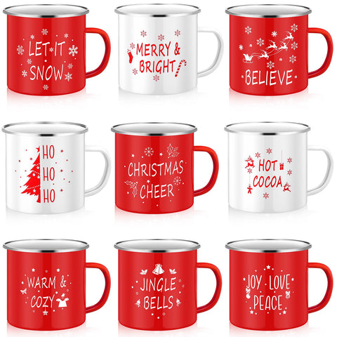 Mumufy winter holiday mug with snowflake enamel handle, ideal for cozy mornings.