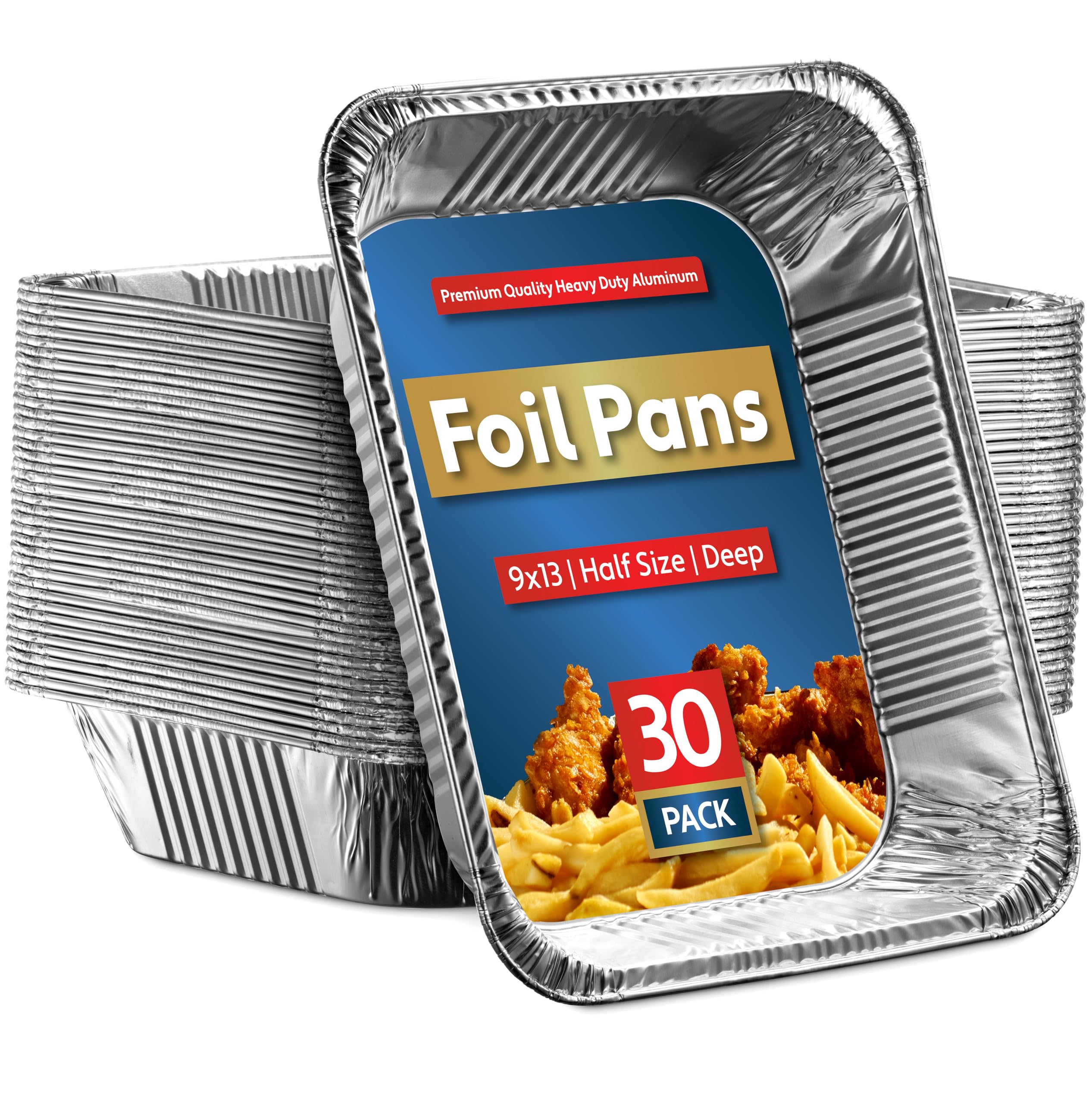 Munfix 30-pack aluminum deep half-size pans for easy serving and quick cleanup.