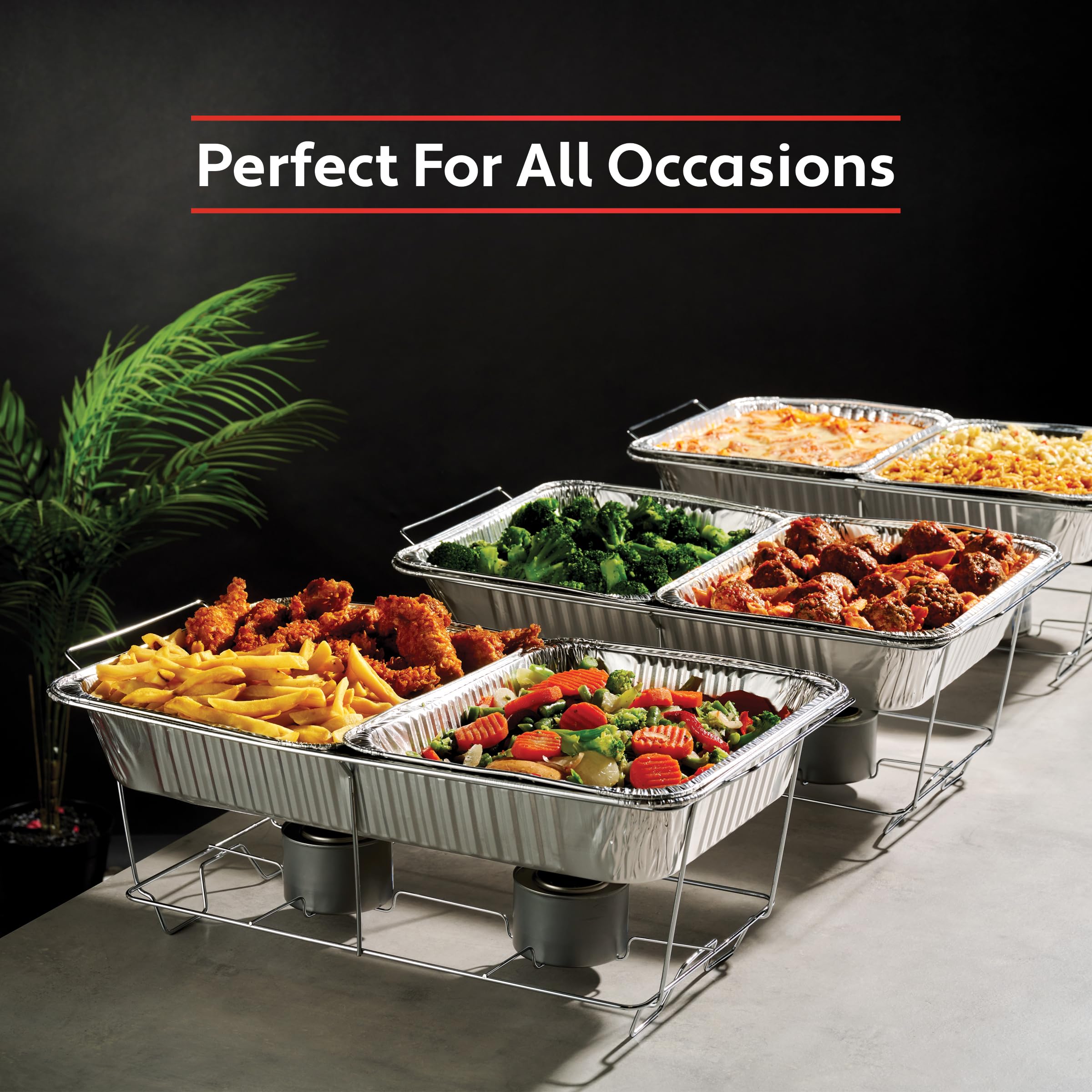 Munfix easy-cleanup disposable pans simplify post-event cleanup.