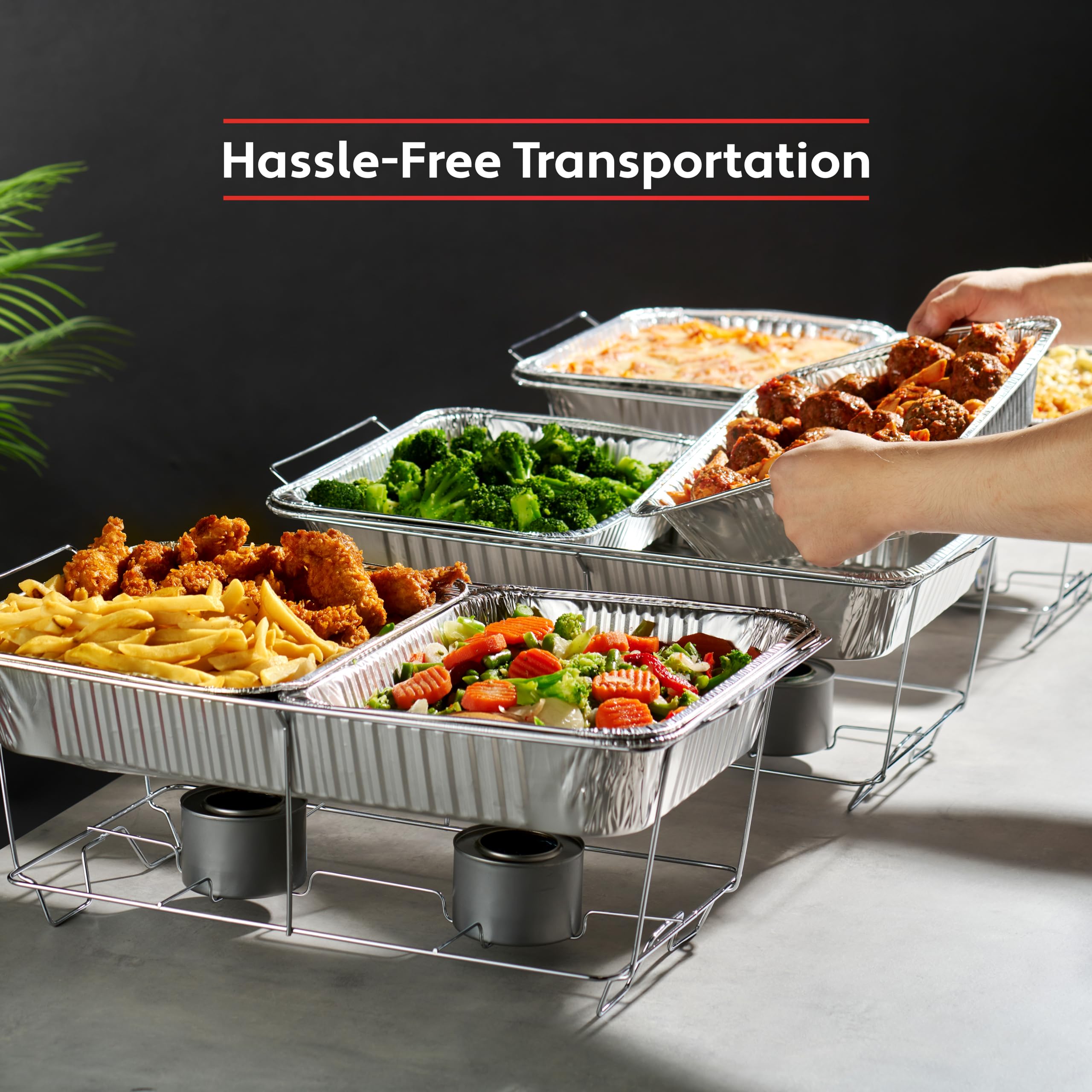 Munfix heat-conductive foil pans maintain temperature during service.