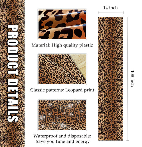 Munilail leopard print runner laid out to fit an 8-foot table setup.