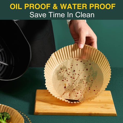 MUOOMU liner with 4.5 cm edge protecting air fryer sides during cooking.