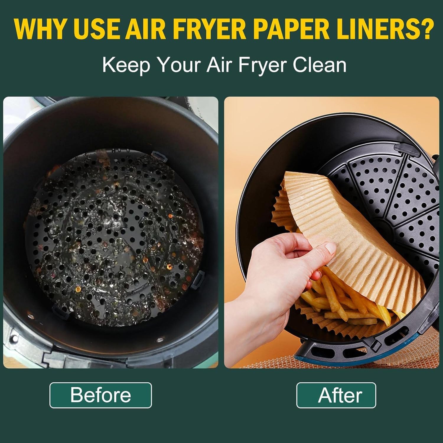 MUOOMU liner placed inside an air fryer for mess-free cooking.