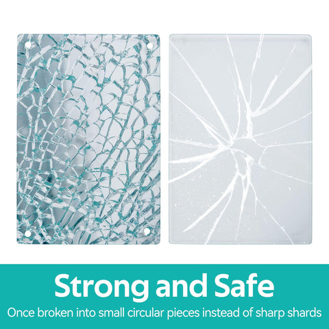 Murrey Home glass cutting board heat resistant up to 716°F for hot items.