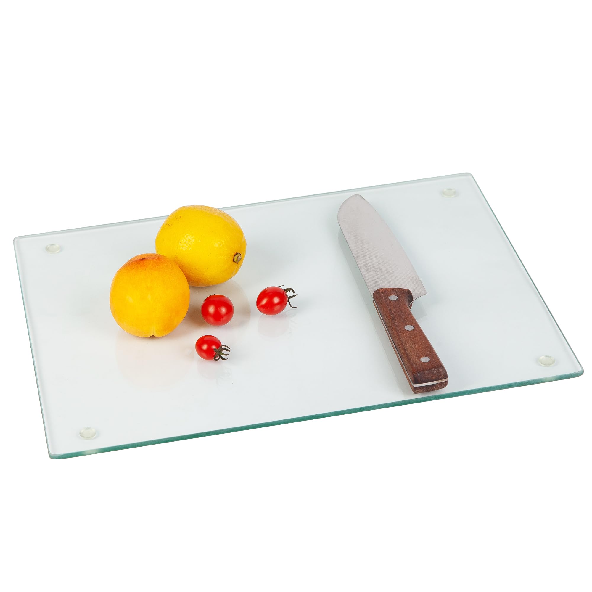 Murrey Home glass cutting board, top view, durable surface for daily slicing.